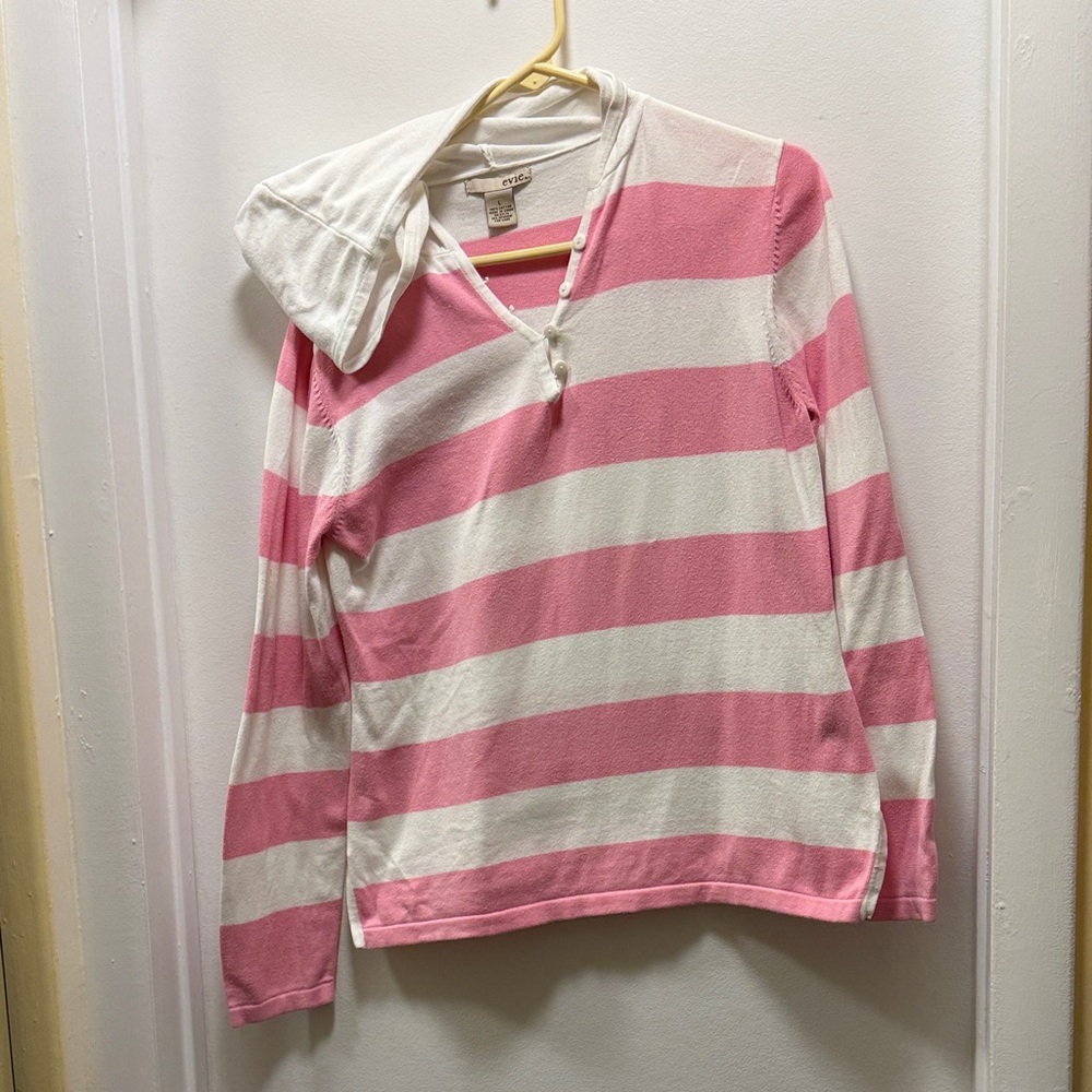 EVIE Pink and White Striped Hoodie